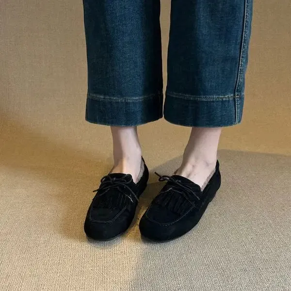 Elegant Women's Tassel Loafers – Soft Fur Slip-Ons for Fall & Spring™