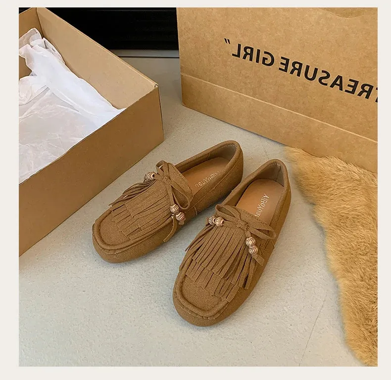 Elegant Women's Tassel Loafers – Soft Fur Slip-Ons for Fall & Spring™