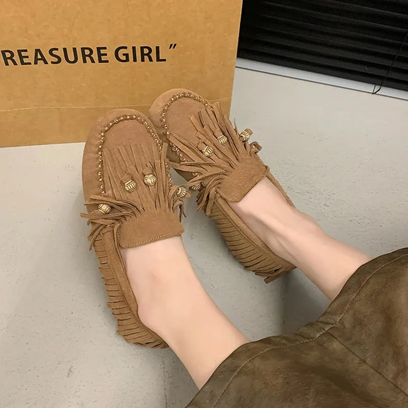 Elegant Women's Tassel Loafers – Soft Fur Slip-Ons for Fall & Spring™