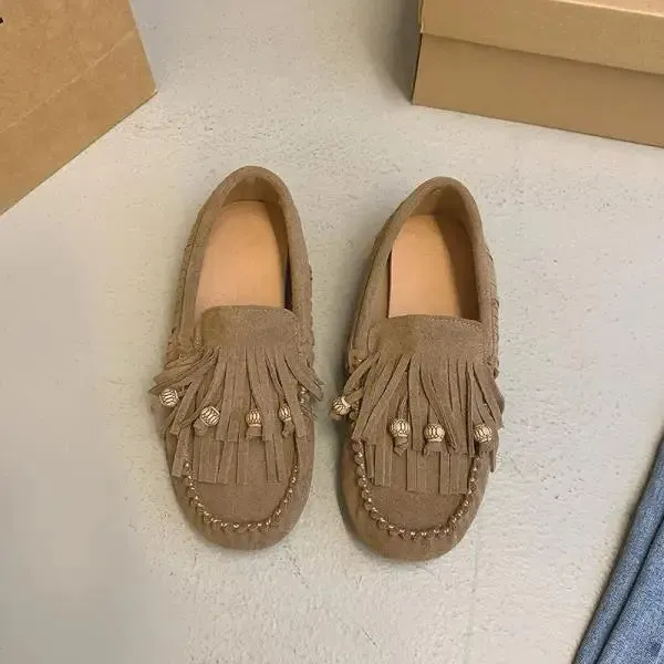 Elegant Women's Tassel Loafers – Soft Fur Slip-Ons for Fall & Spring™