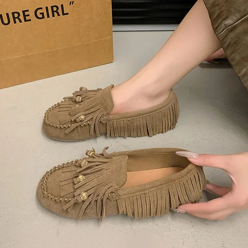 Elegant Women's Tassel Loafers – Soft Fur Slip-Ons for Fall & Spring™