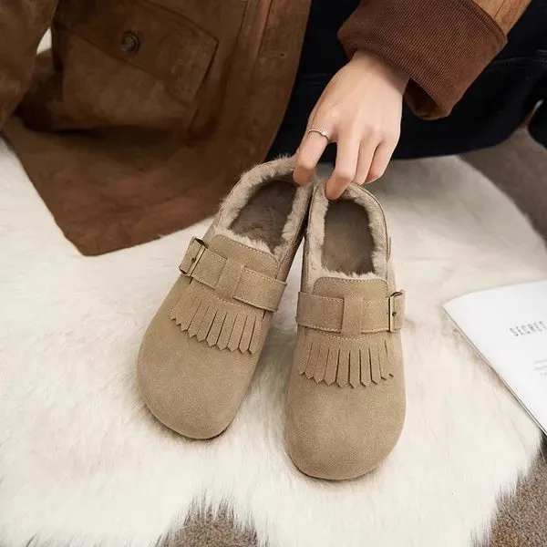 Elegant Women's Tassel Loafers – Soft Fur Slip-Ons for Fall & Spring™