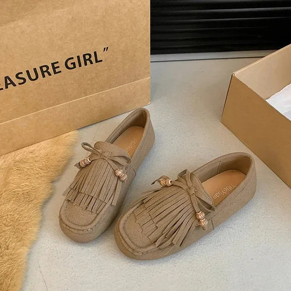 Elegant Women's Tassel Loafers – Soft Fur Slip-Ons for Fall & Spring™