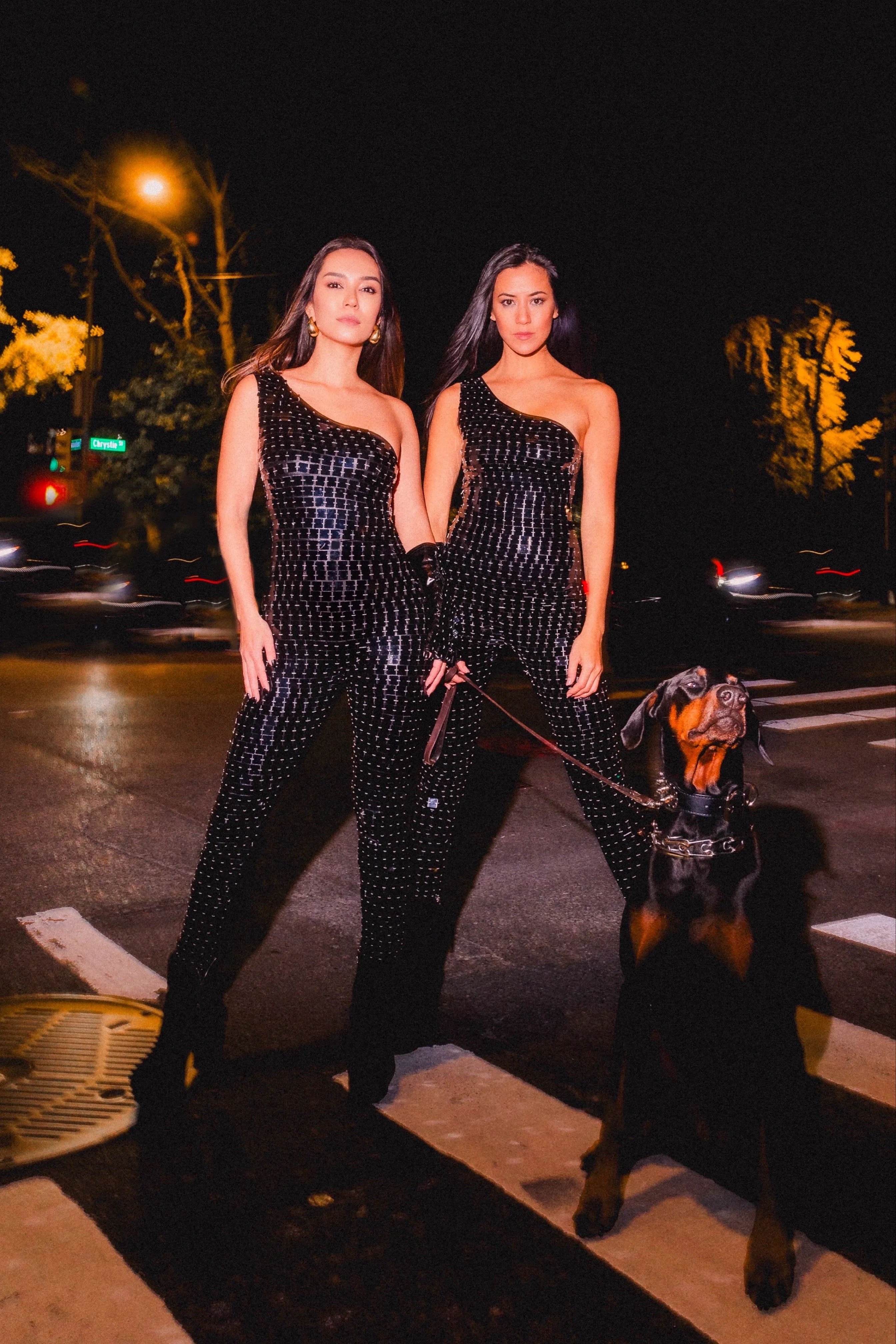 Elektra One Shoulder Black Mirrored Catsuit by Dani Watanabe