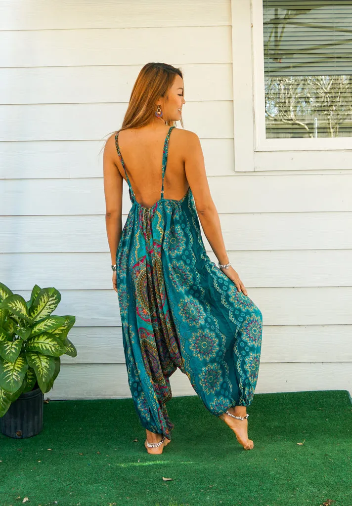 Emerald Mandala Boho Hippie Jumpsuit