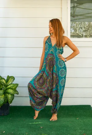 Emerald Mandala Boho Hippie Jumpsuit