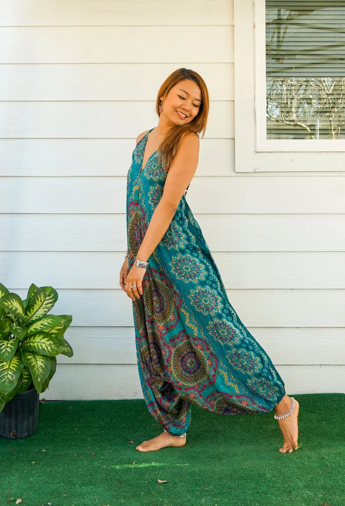 Emerald Mandala Boho Hippie Jumpsuit