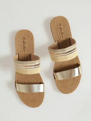 Eva Wide & Narrow Strap Mule Sandal - Natural