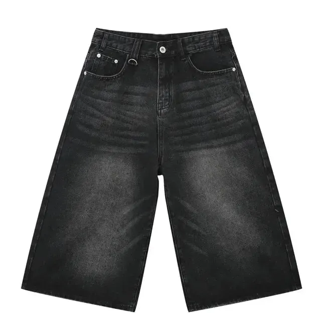 Faded Black Baggy Long Jorts