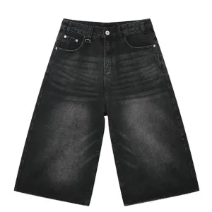 Faded Black Baggy Long Jorts