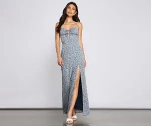 Floral Dreams Stylish High-Slit Maxi Dress