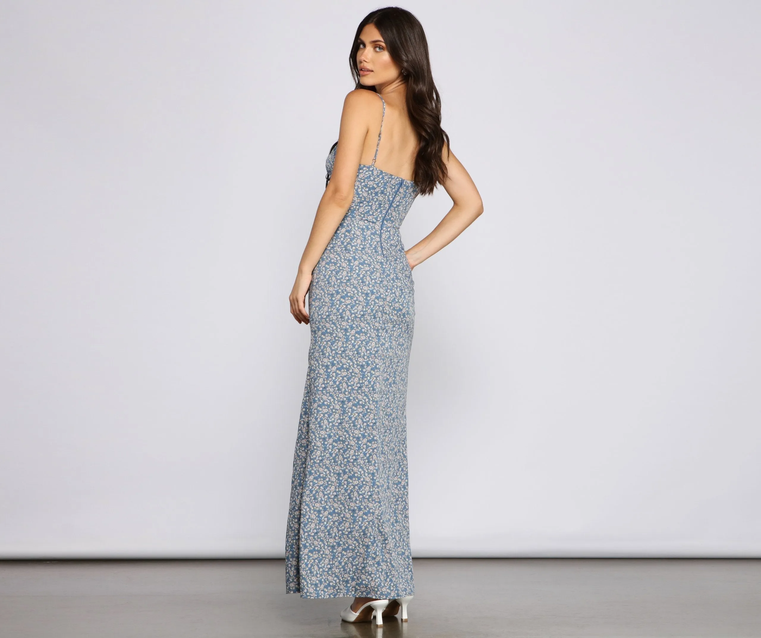 Floral Dreams Stylish High-Slit Maxi Dress