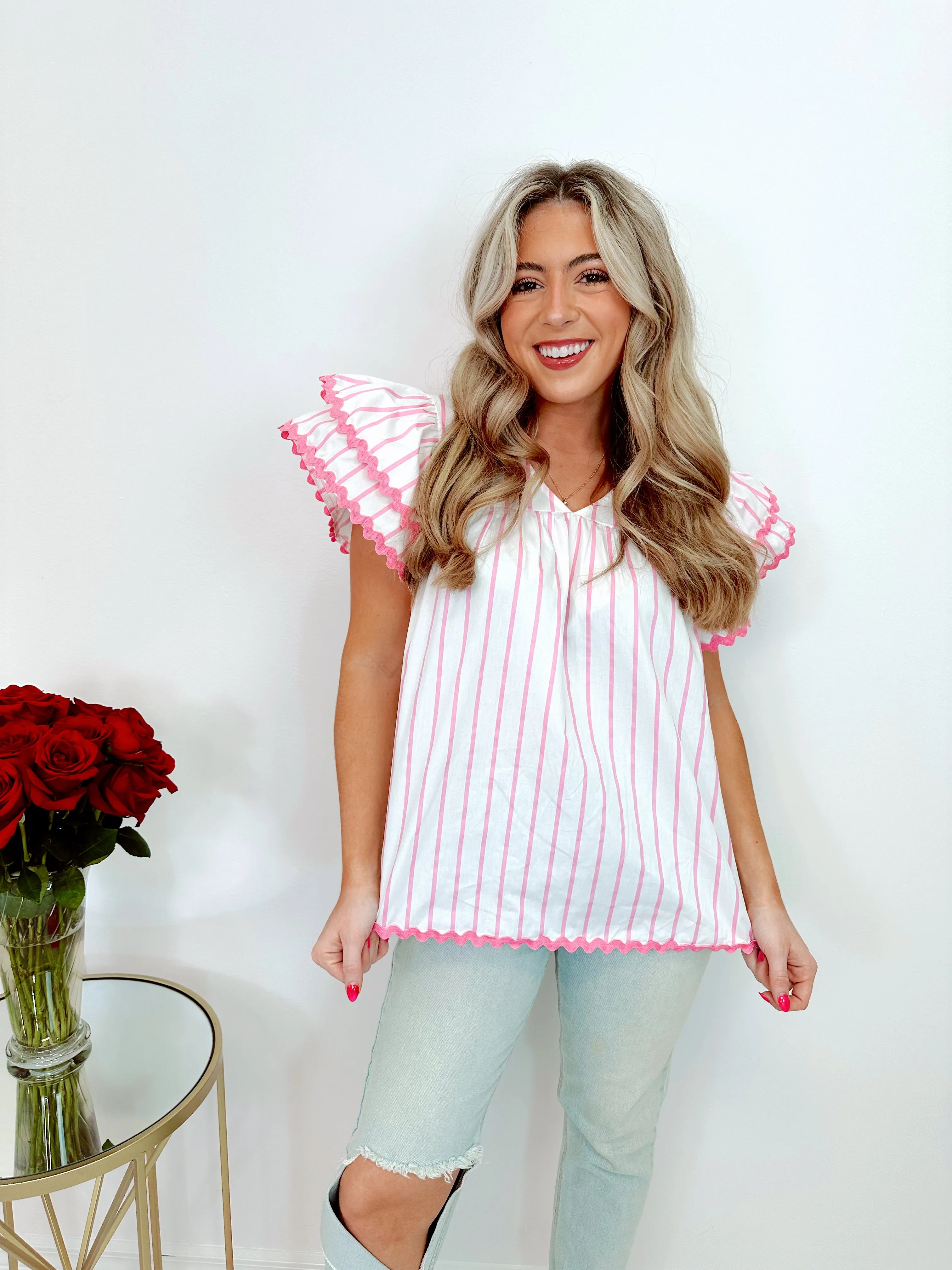 Fun & Flirty Flutter Sleeve Babydoll Top
