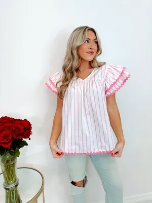 Fun & Flirty Flutter Sleeve Babydoll Top