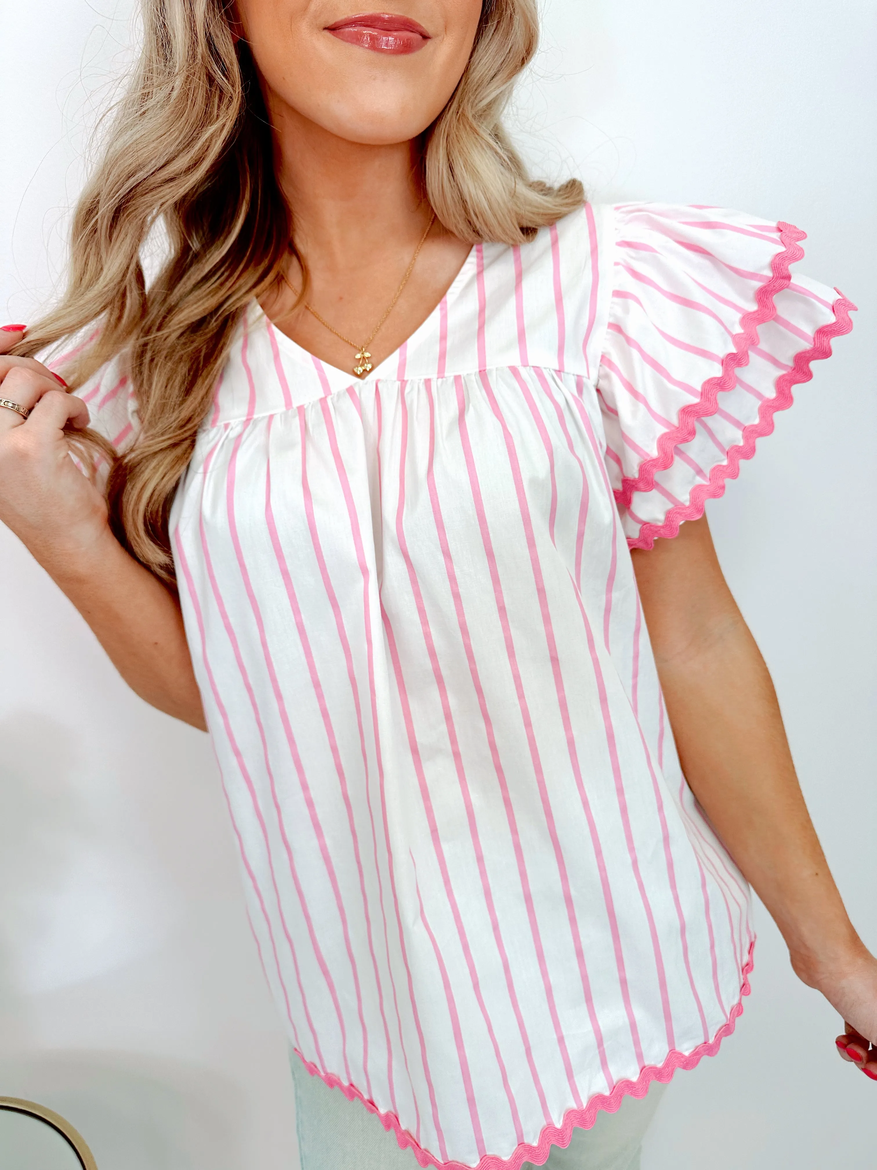 Fun & Flirty Flutter Sleeve Babydoll Top