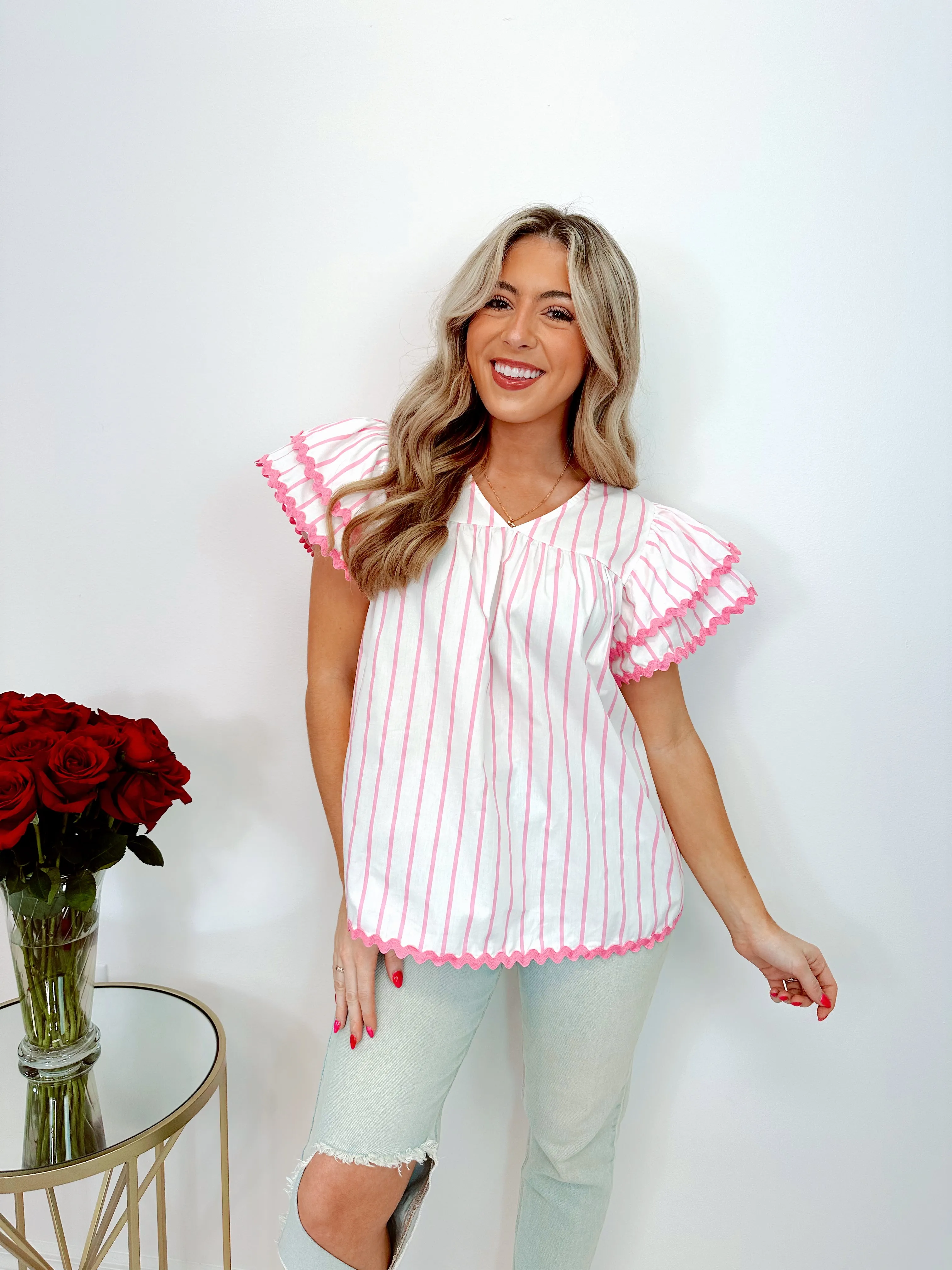 Fun & Flirty Flutter Sleeve Babydoll Top