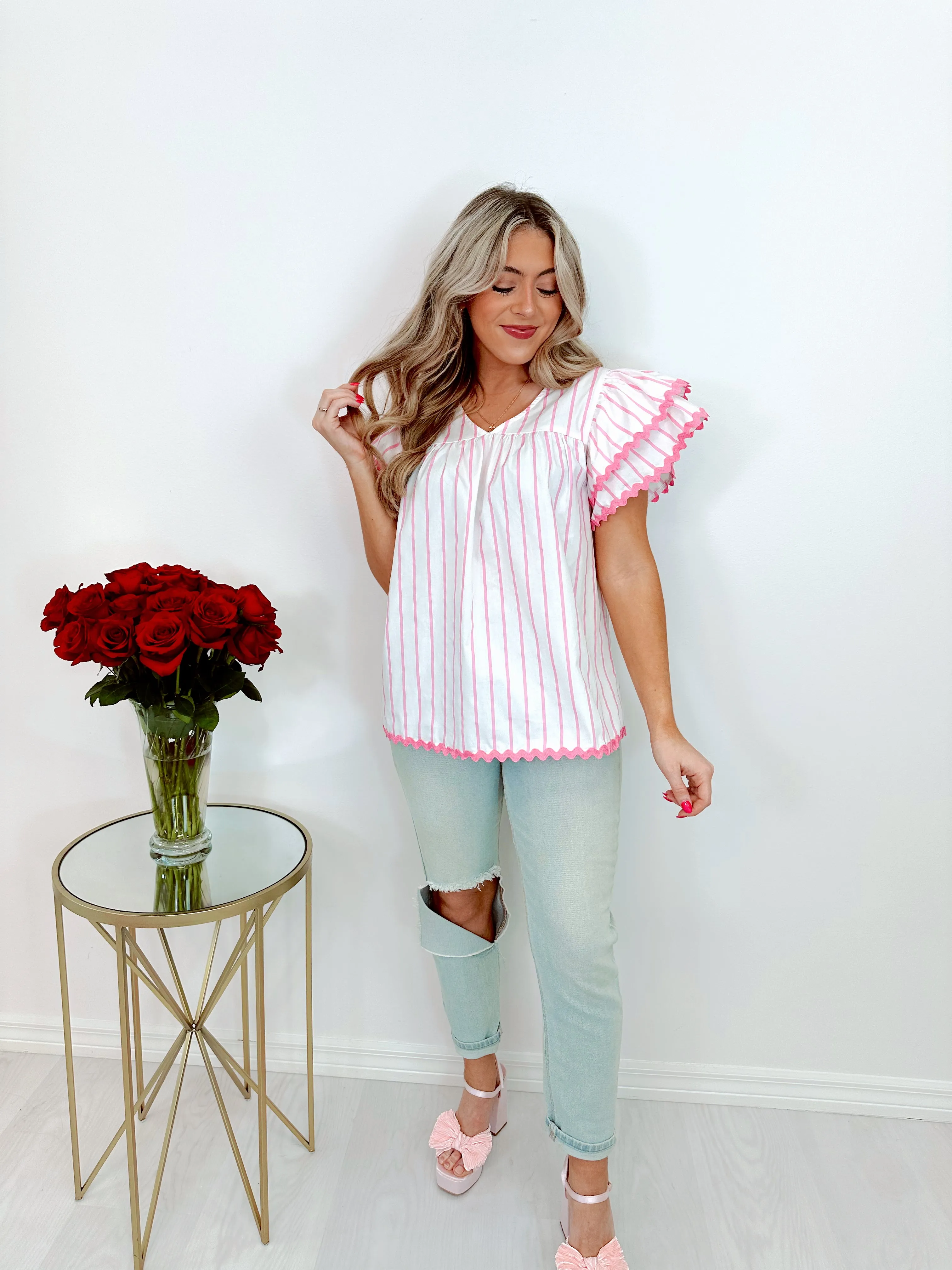 Fun & Flirty Flutter Sleeve Babydoll Top