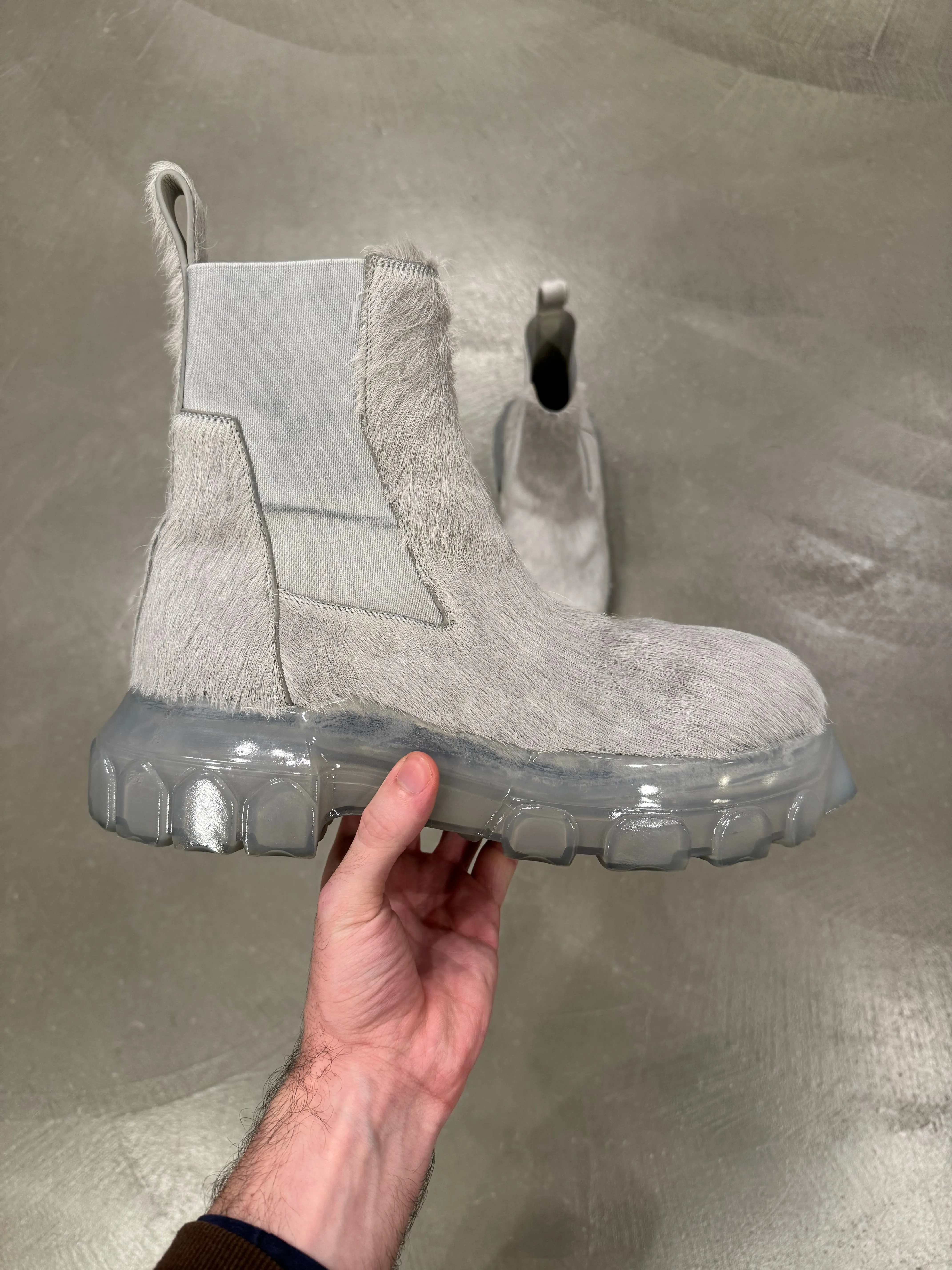 F/W 2021 Rick Owens beatle bozo pony hair boots