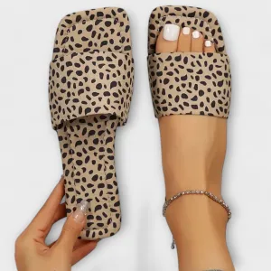 Gianna | Leopard Print Flat Slippers