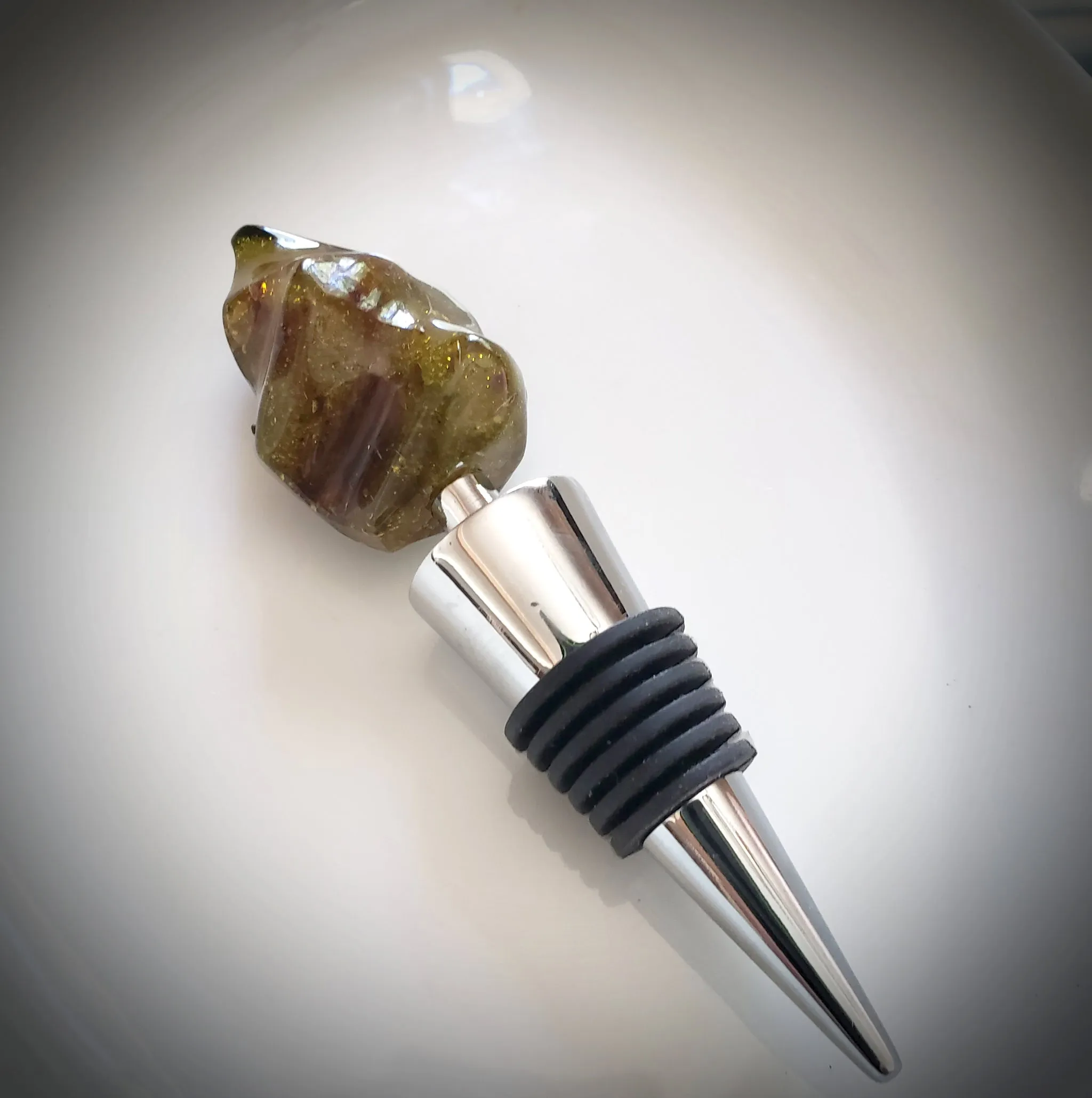 Green Amber Wine Bottle Stopper