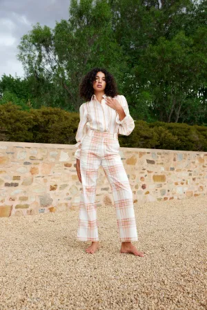 HARPER PANT IN PEONY/ANTIQUE PLAID