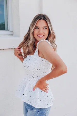 Hattie Polka Dot Top - White