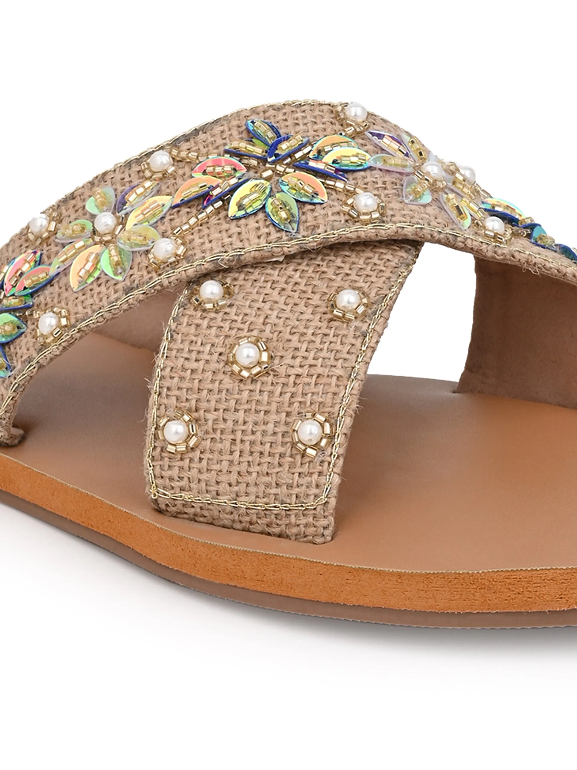 Hydes and Hues Women Studded Open-Toe Flats