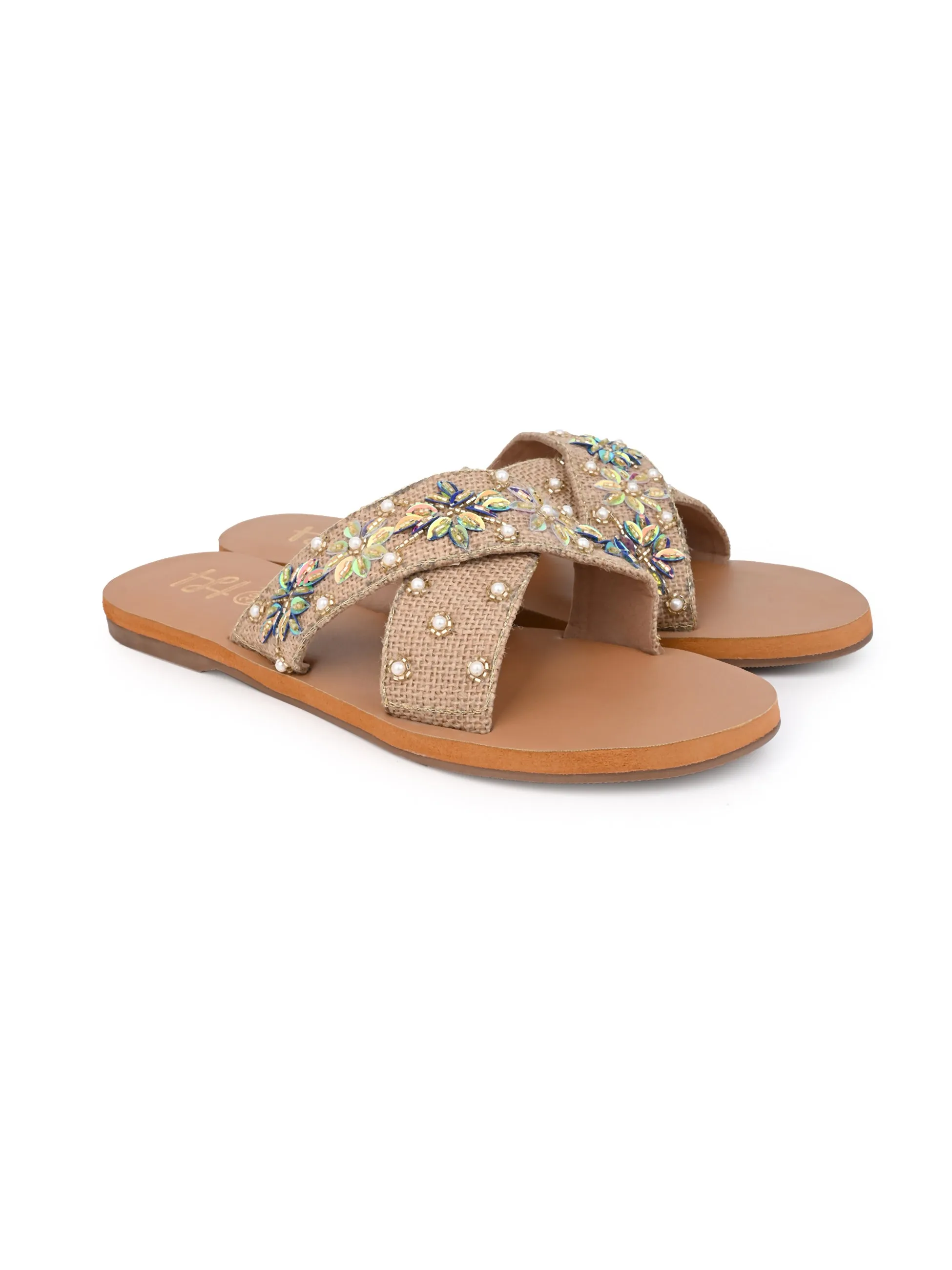 Hydes and Hues Women Studded Open-Toe Flats
