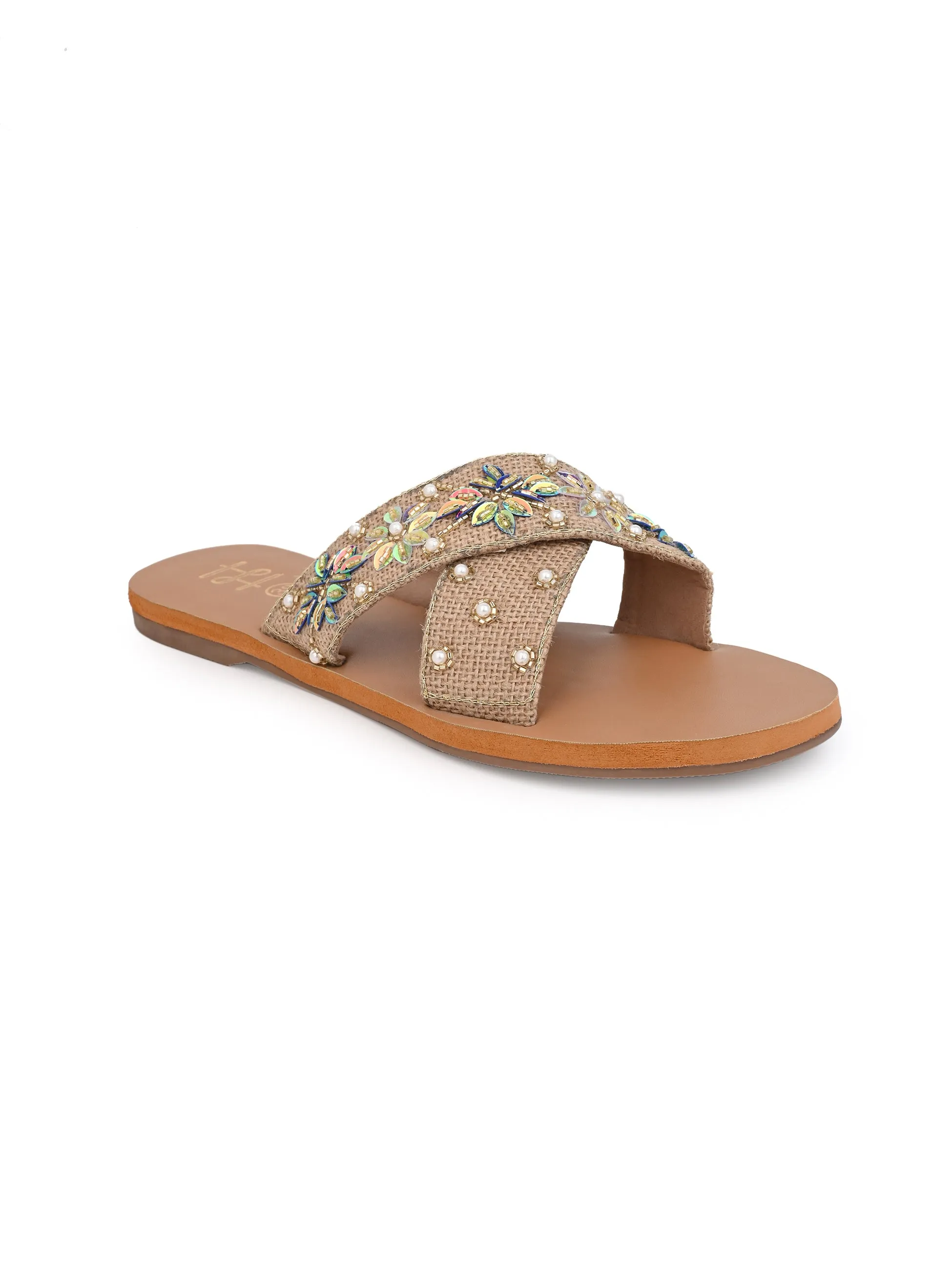 Hydes and Hues Women Studded Open-Toe Flats