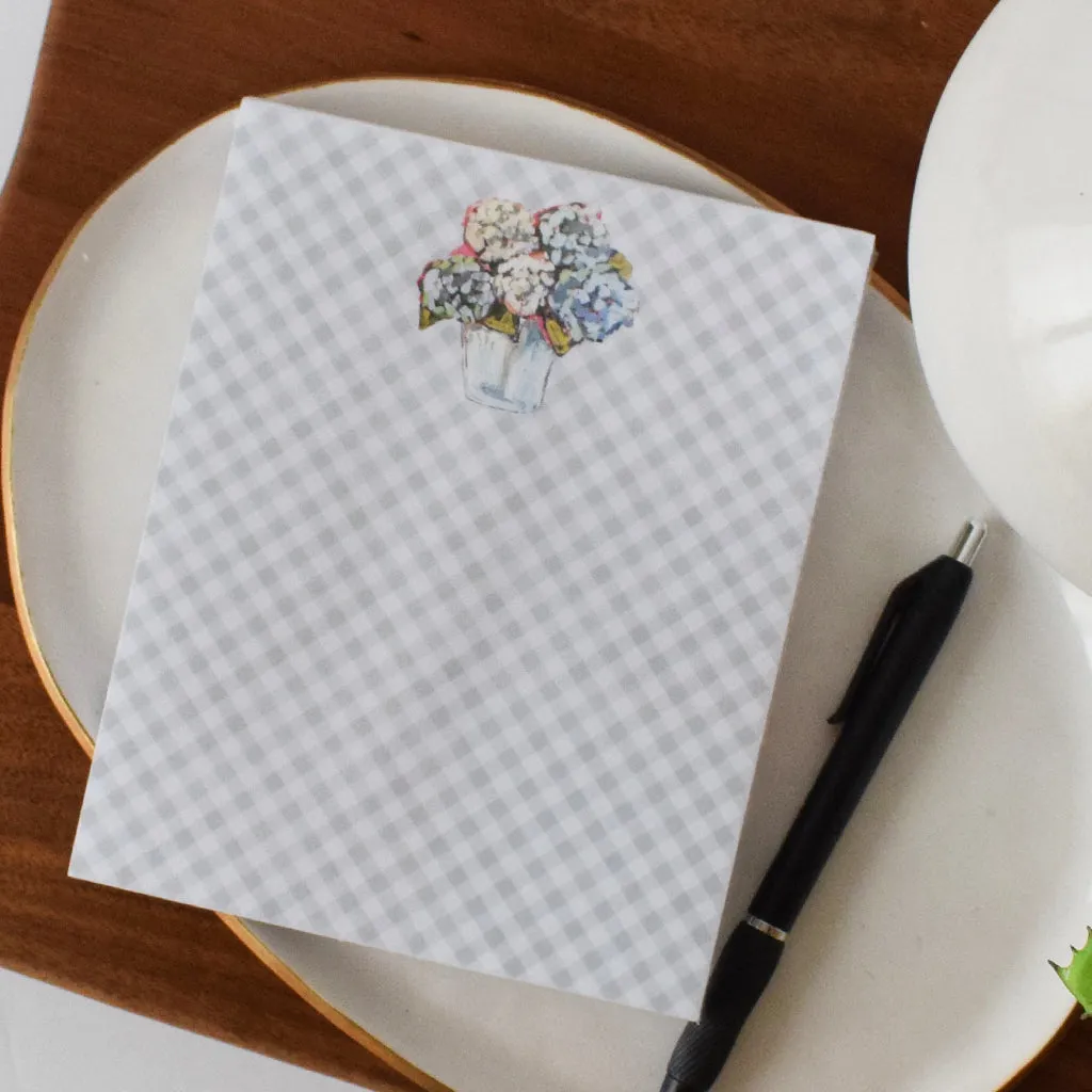 Hydrangea Gingham Notepad