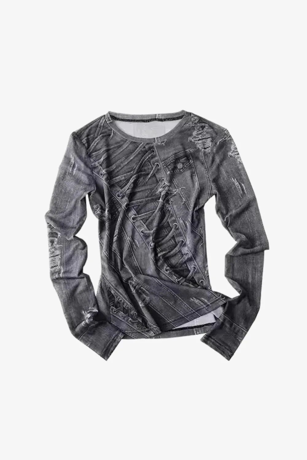 Illusion Denim Mesh Top