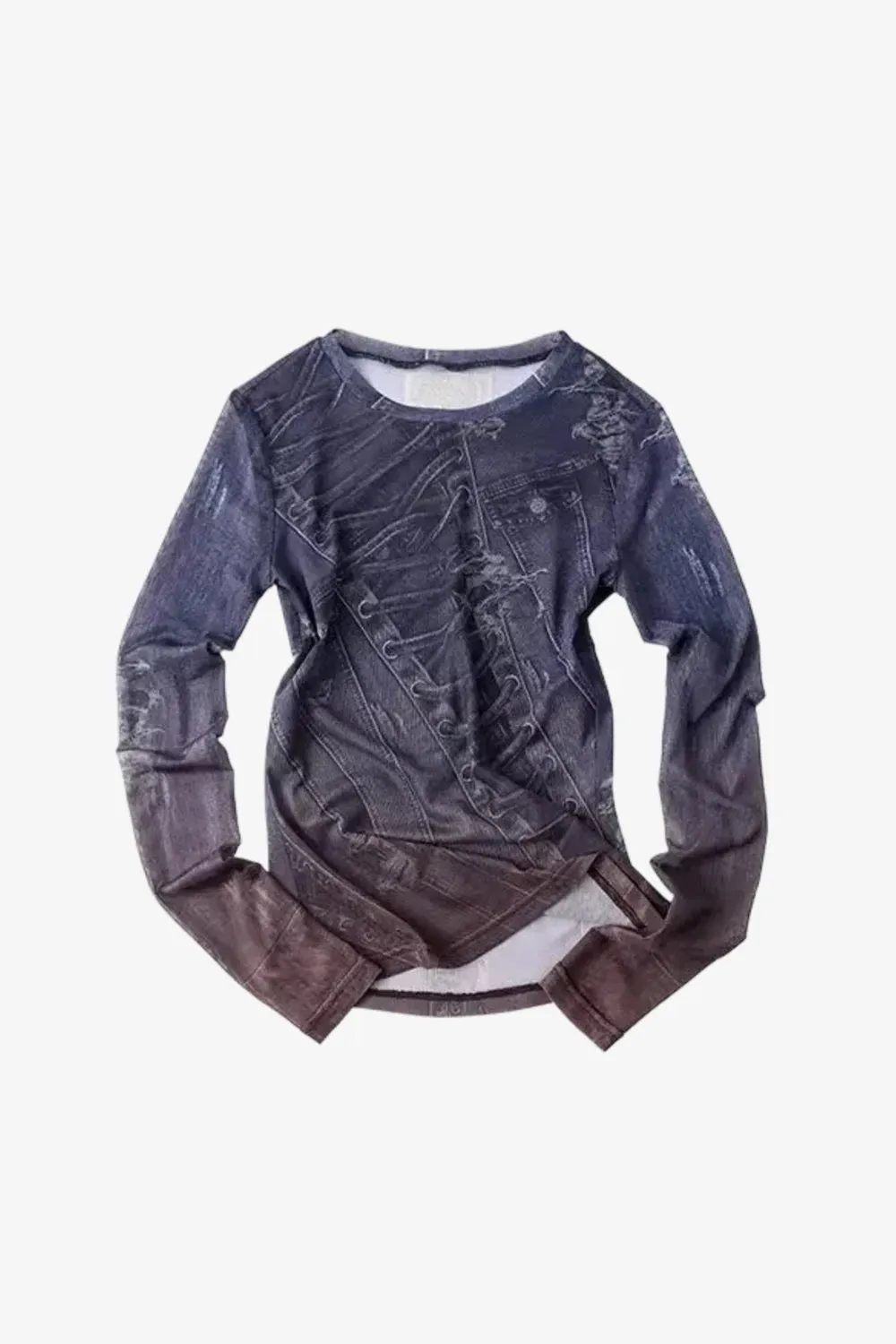 Illusion Denim Mesh Top