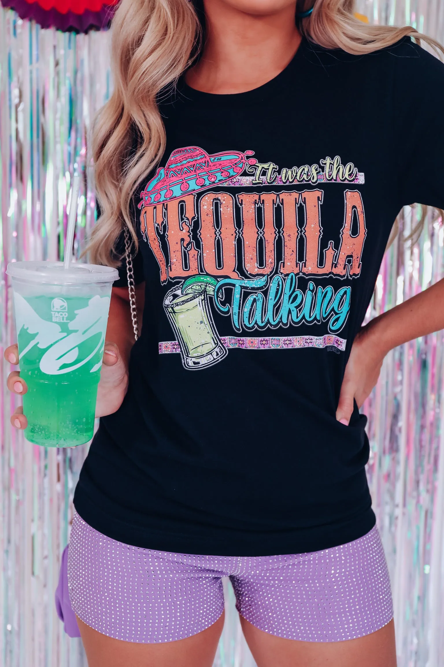 It Was The Tequila... Graphic Tee -  Black