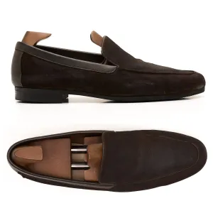 JOHN LOBB "Tyne" Brown Suede Leather Bit Loafers Shoes 8E US 8.5 Last 0016