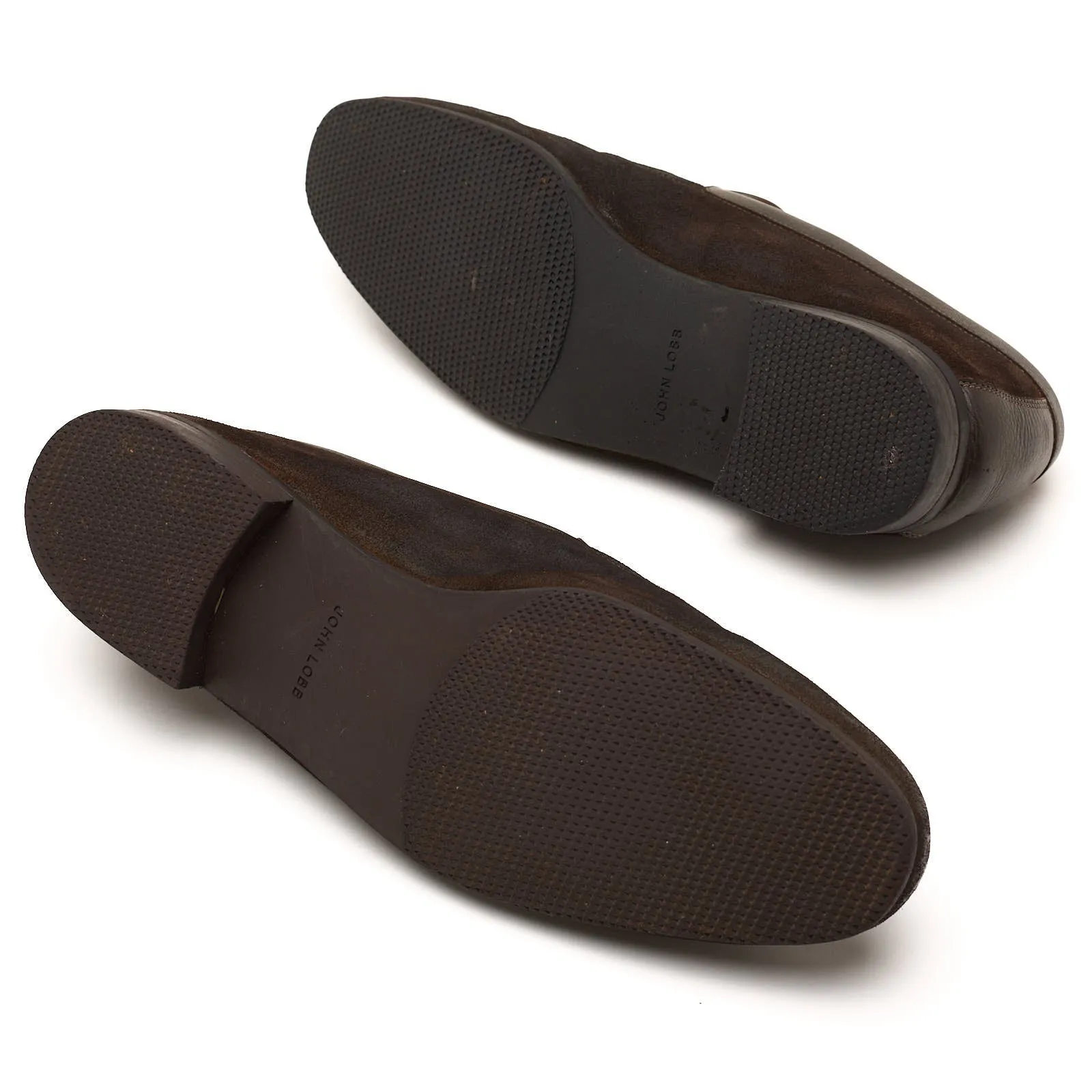 JOHN LOBB "Tyne" Brown Suede Leather Bit Loafers Shoes 8E US 8.5 Last 0016