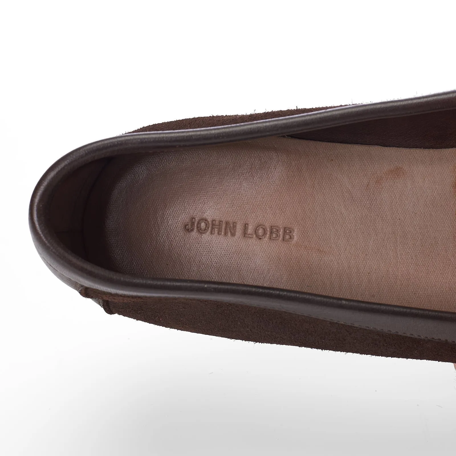 JOHN LOBB "Tyne" Brown Suede Leather Bit Loafers Shoes 8E US 8.5 Last 0016