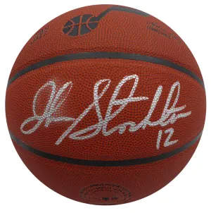 John Stockton Autographed Basketball Utah Jazz (Smudged) Beckett QR #1W271705