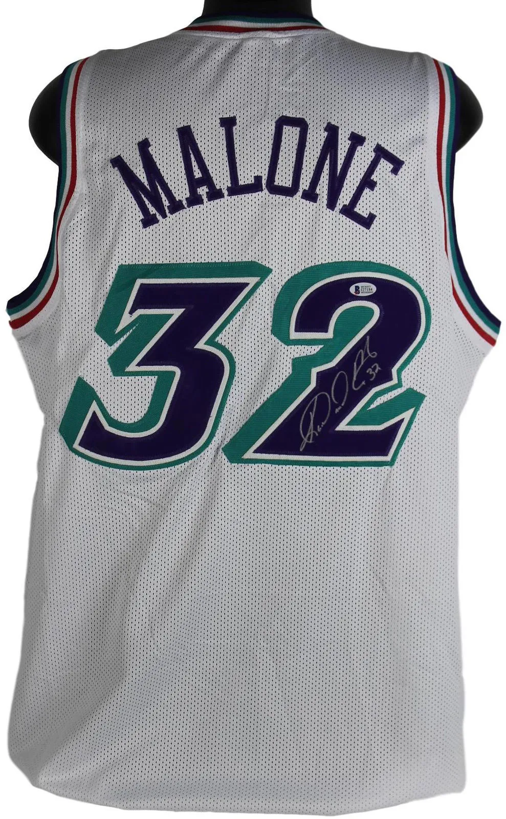 Karl Malone Signed Autographed Utah Jazz Basketball Jersey (Beckett COA)