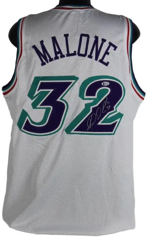 Karl Malone Signed Autographed Utah Jazz Basketball Jersey (Beckett COA)