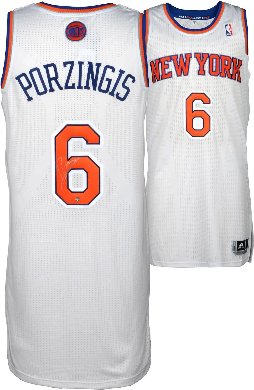 Kristaps Porzingis Signed Autographed New York Knicks Basketball Jersey (JSA COA)