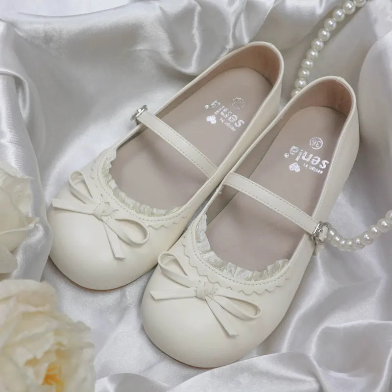 Lacy Bow Mary Jane Flats