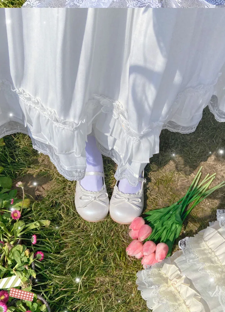 Lacy Bow Mary Jane Flats