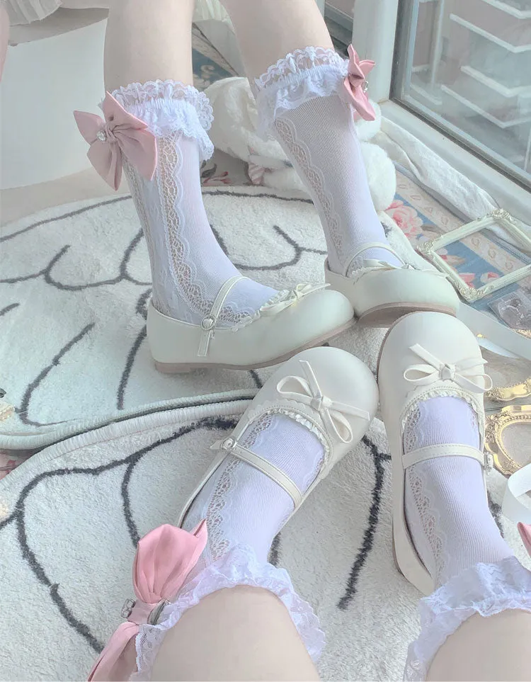 Lacy Bow Mary Jane Flats