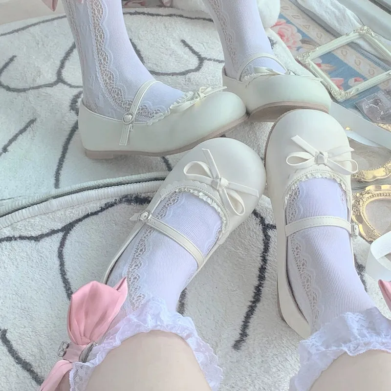 Lacy Bow Mary Jane Flats