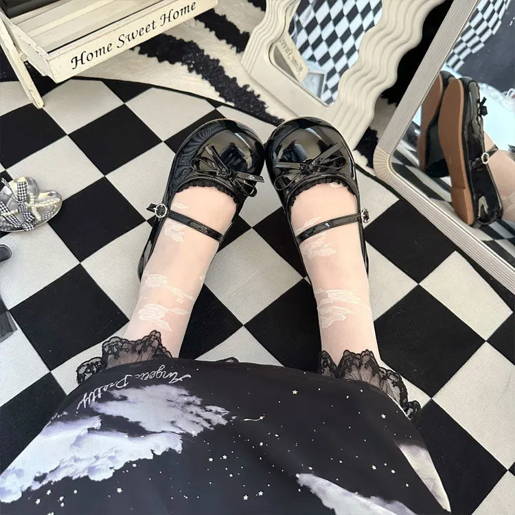 Lacy Bow Mary Jane Flats