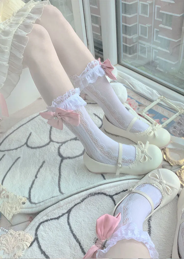 Lacy Bow Mary Jane Flats