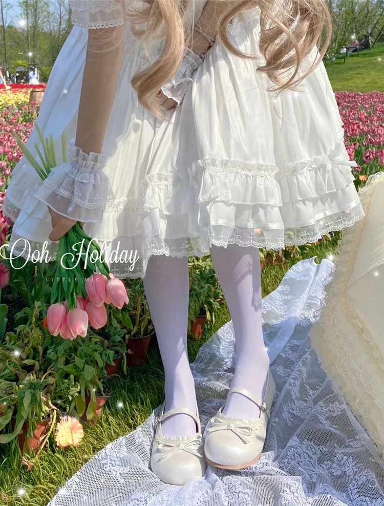Lacy Bow Mary Jane Flats