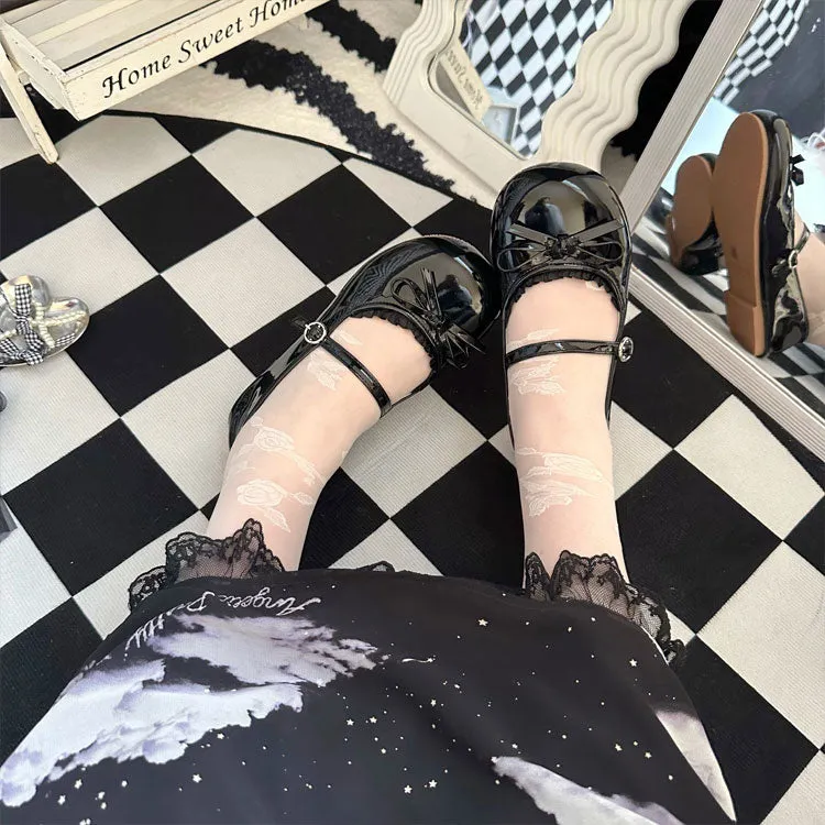 Lacy Bow Mary Jane Flats
