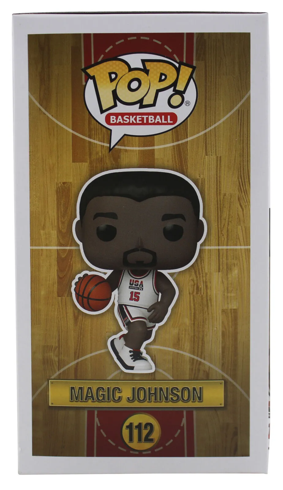 Lakers Magic Johnson Signed USA #112 Funko Pop Vinyl Figure w/ Blue Sig BAS Wit