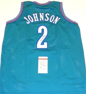 Larry Johnson Signed Autographed Charlotte Hornets Basketball Jersey (JSA COA)